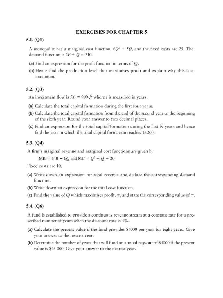 Economic Exercises on Indefinite Integrals | PDF