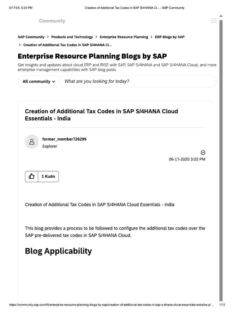 Creation of additional tax codes in sap s4hana cloud essentials india