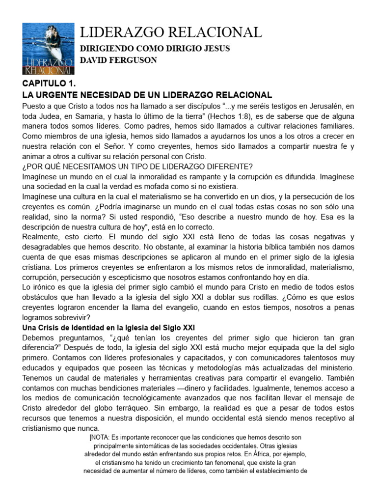 Liderazgo Relacional en la Iglesia Actual | PDF | Teología | Creencia ...