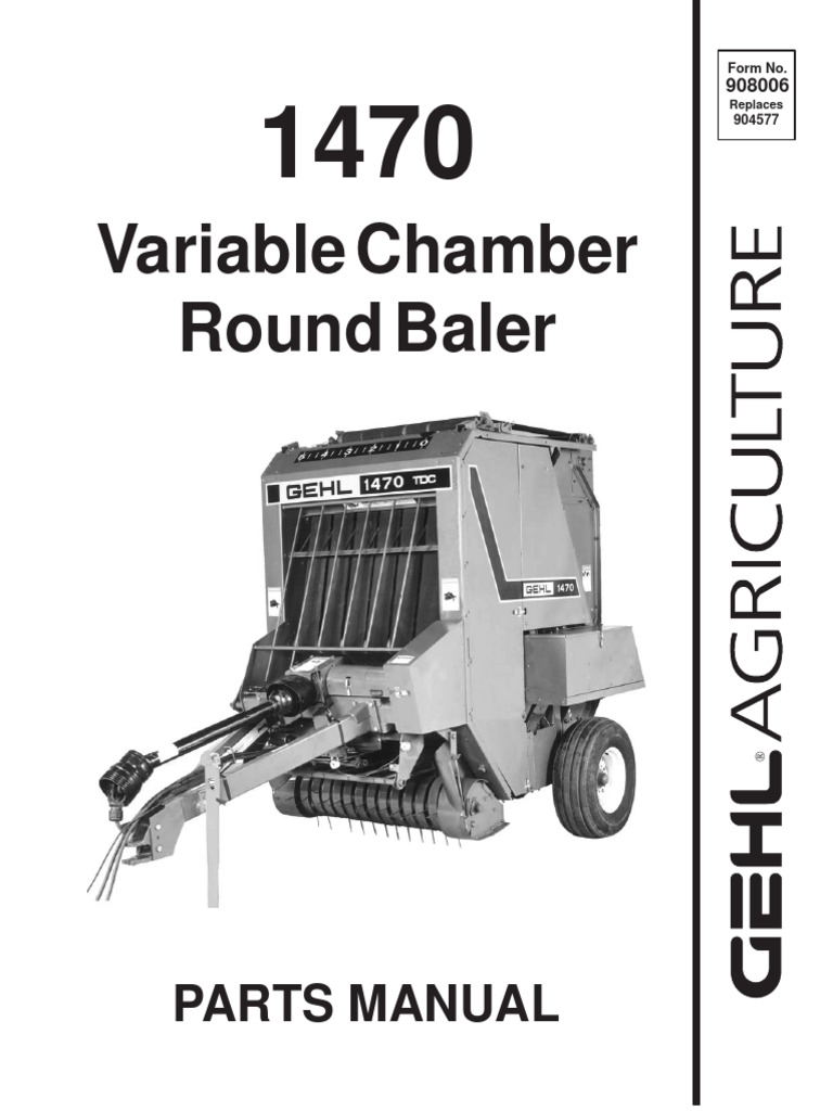 1470 Variable Chamber Round Baler Parts Manual 908006 | PDF | Screw