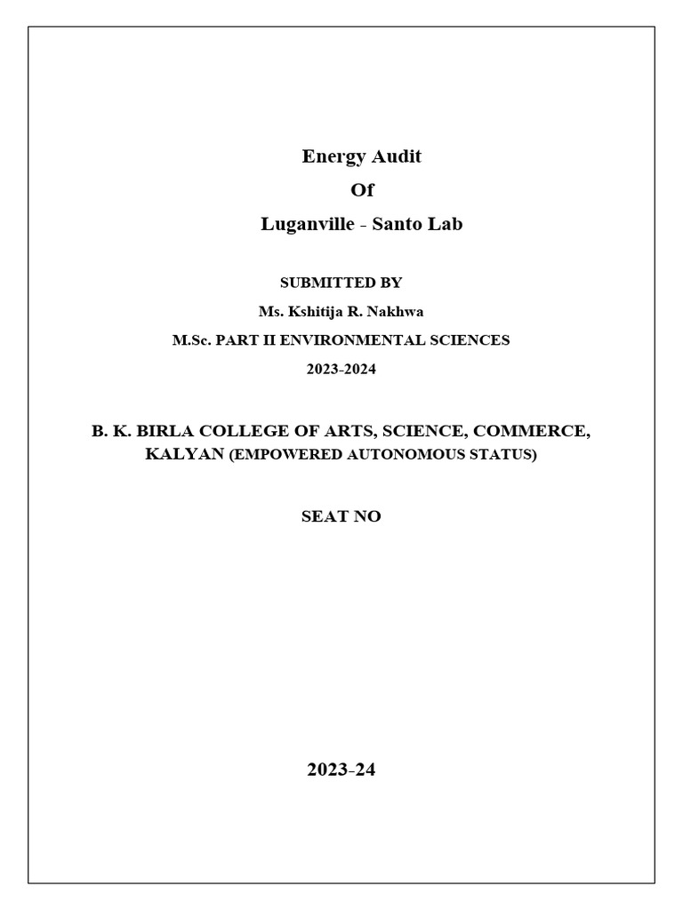 Energy Audit Report: Luganville Lab | PDF | Energy Conservation ...