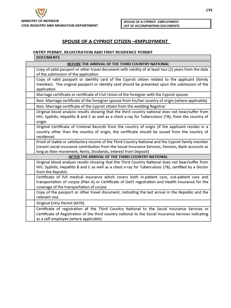 Spouse Cypriot | PDF | Identity Document | Passport