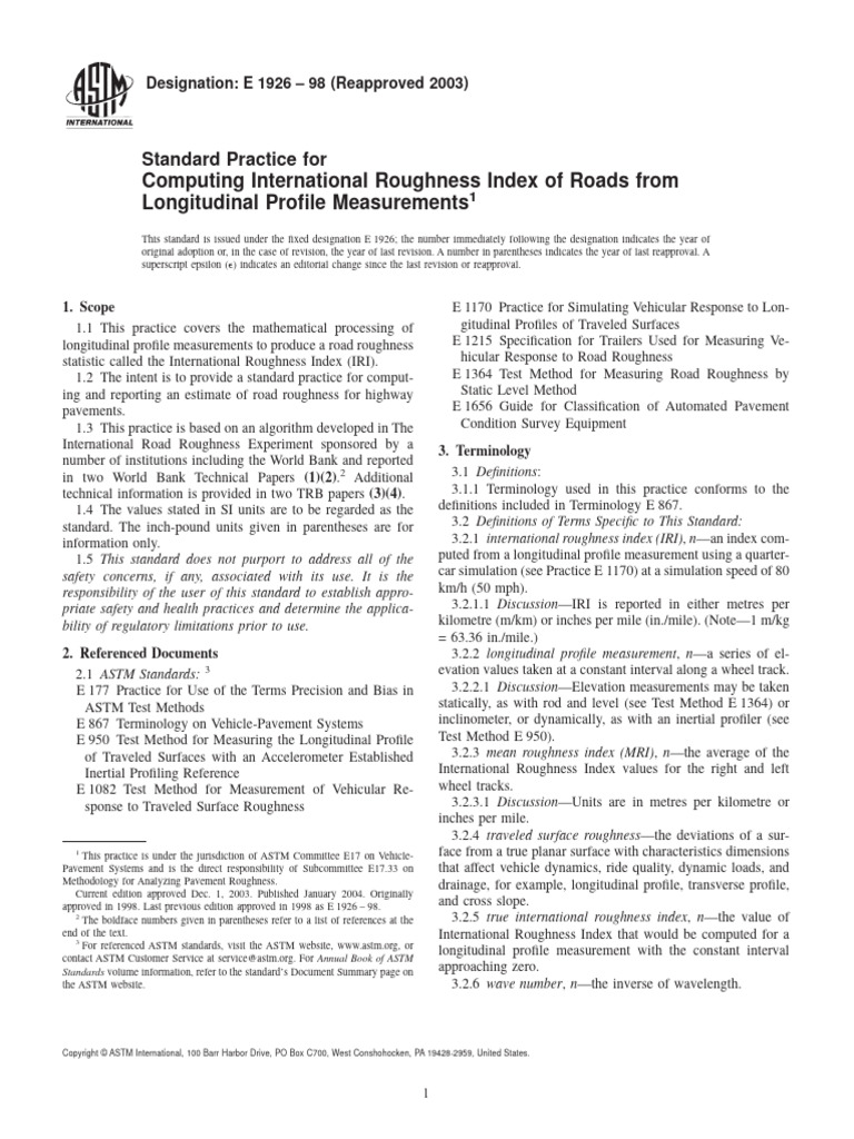 Computing International Roughness Index of Roads From Longitudinal ...