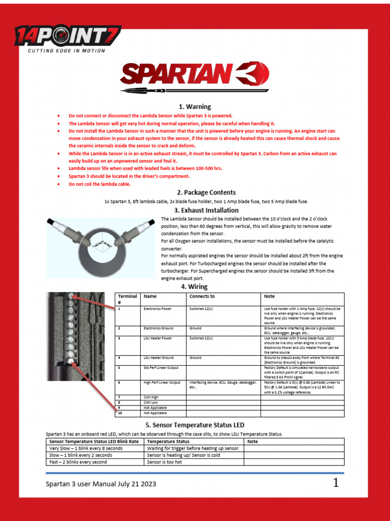 Spartan 3 User Manual Overview | PDF | Fuse (Electrical) | Engines