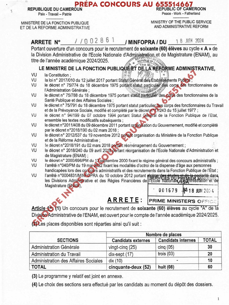 Concours Enam 2024 Da A Pdf Constitution Monopole