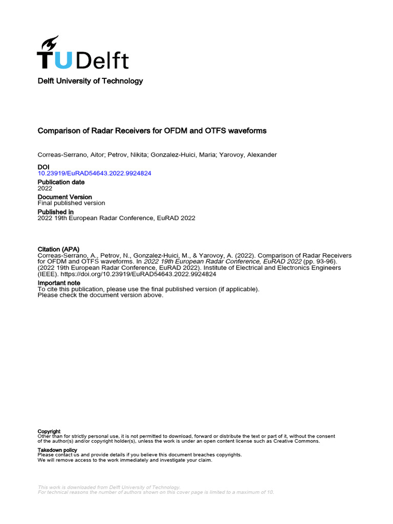 Cost-Performance Comparison of OFDM vs OTFS | PDF | Orthogonal ...