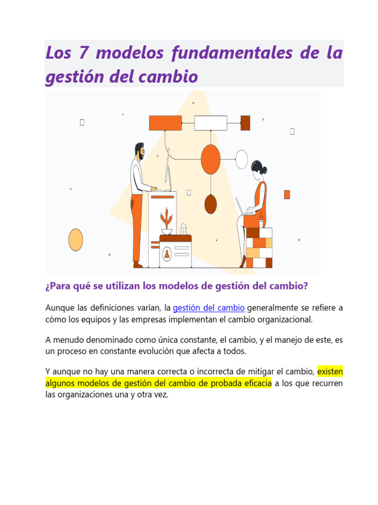 Los 7 Modelos Fundamentales de La Gestión Del Cambio | PDF | Gestión ...