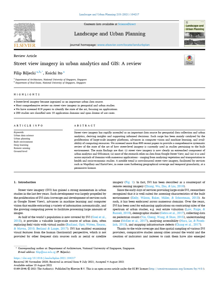 Review of Street View Imagery in Urban Analytics | PDF | Analytics ...