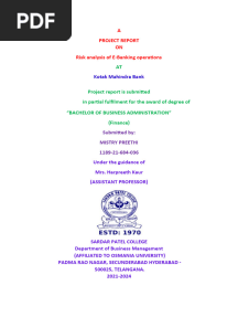 Risk Analysis of E - Banking Operations at Kotak Mahindra Bank LTD (FINAL) 12