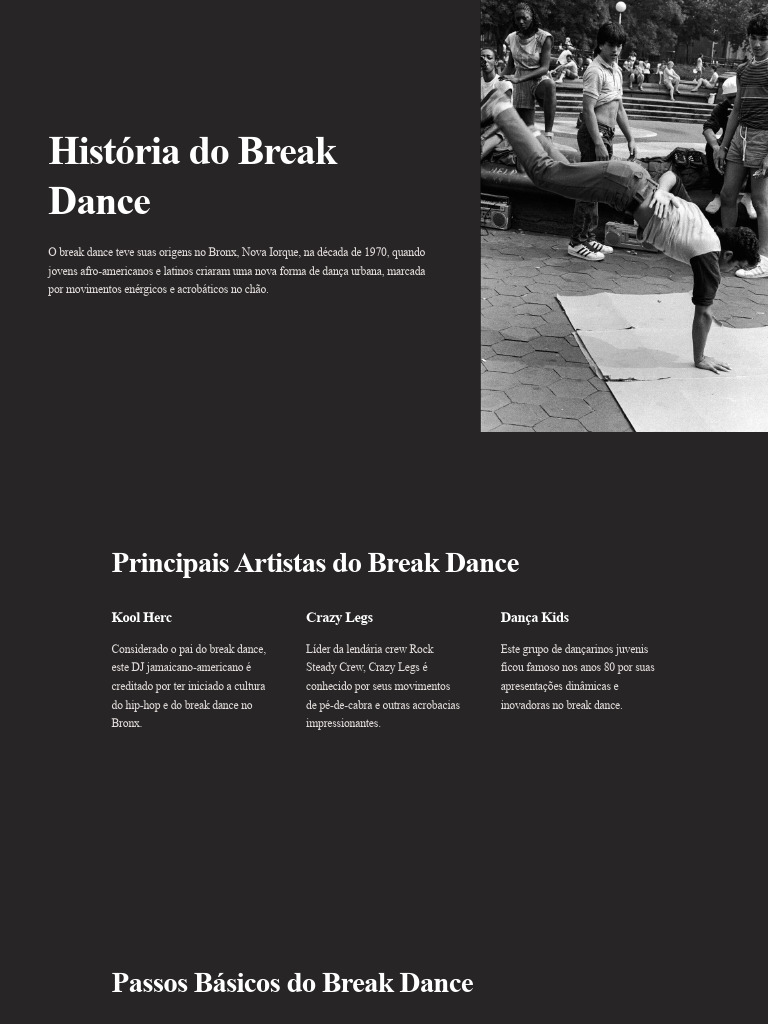 História e Evolução do Break Dance | PDF | Música hip hop | Danças