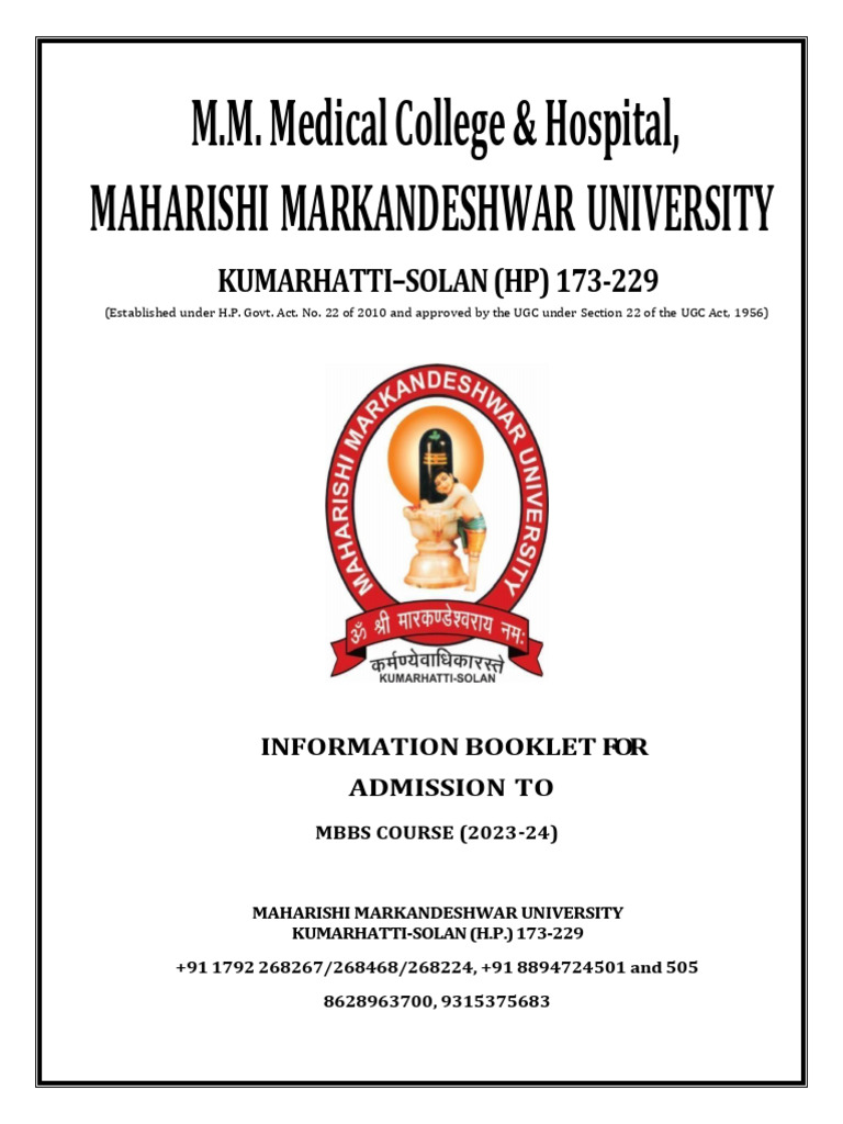 MBBS Inf Booklet 2023 24 | PDF | Medical School | Doctor Of Medicine