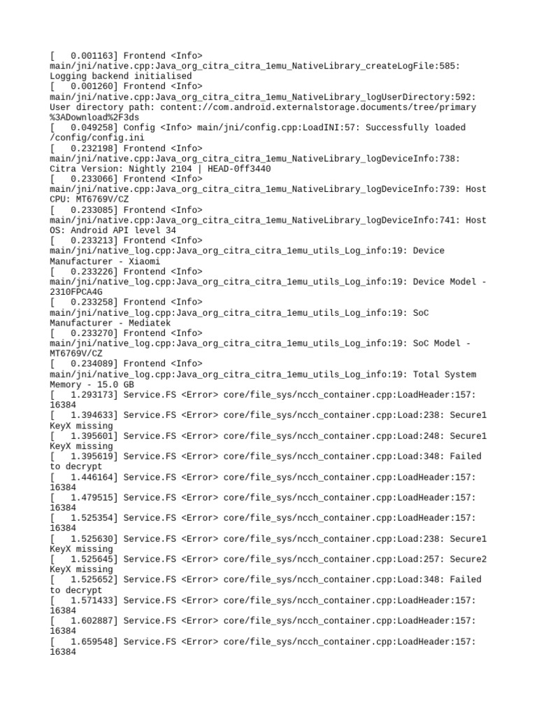 Citra Emulator Log Analysis Errors | PDF | Computer Architecture ...