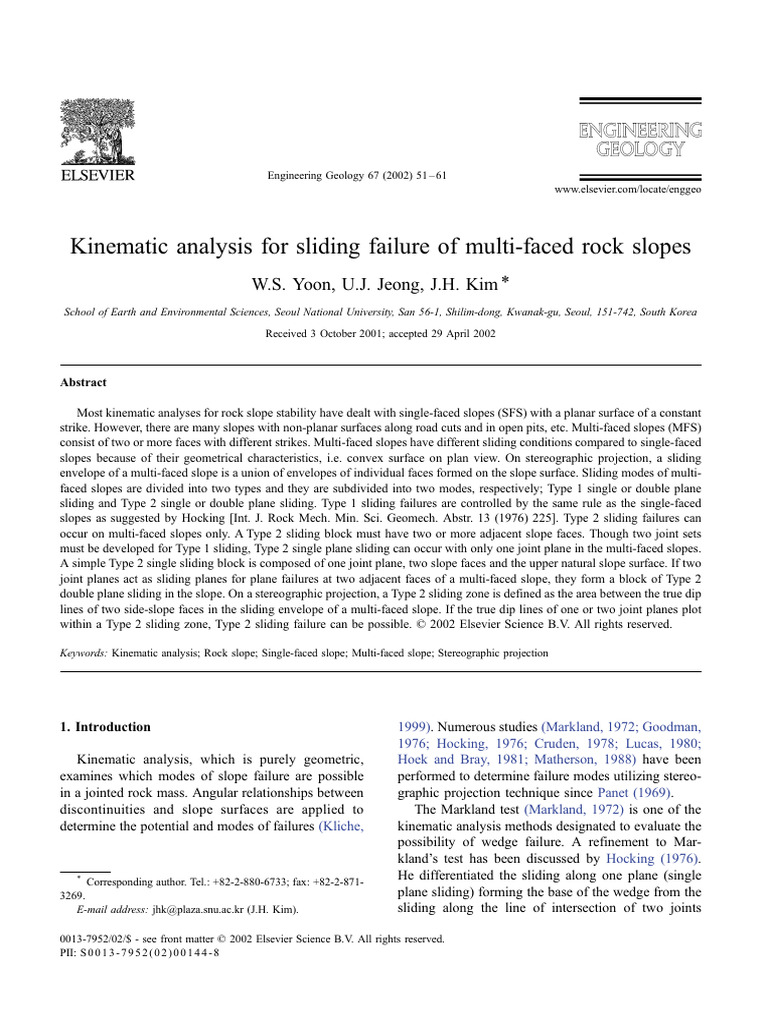 Kinematic Analysis of Multi-Faced Rock Slopes | PDF | Angle | Geometry