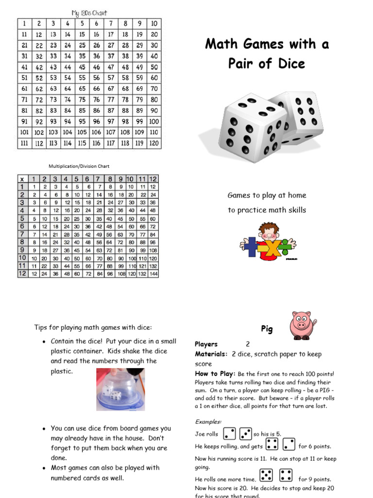 Math Dice Games for Skill Practice | PDF | Dice | Length