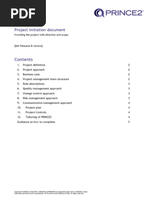PRINCE2 2017 Project Initiation Documentation