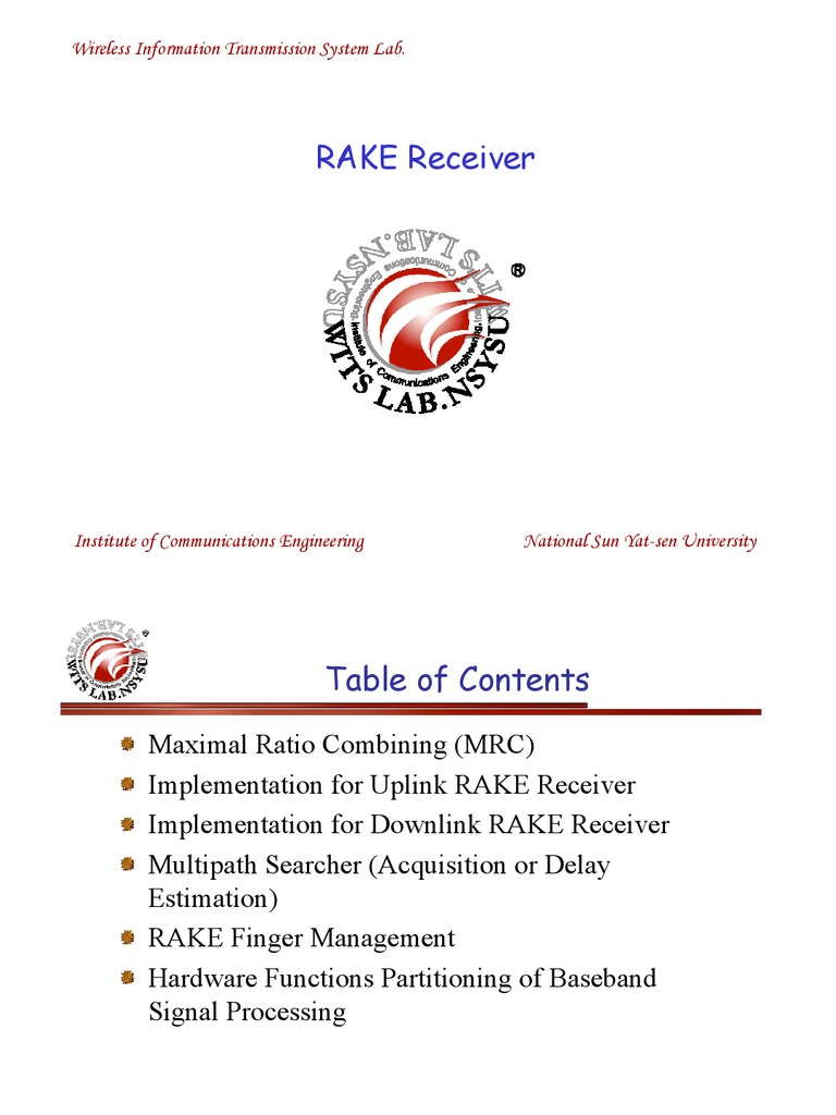 RAKE Receiver Wireless Information Transmission System Lab PDF