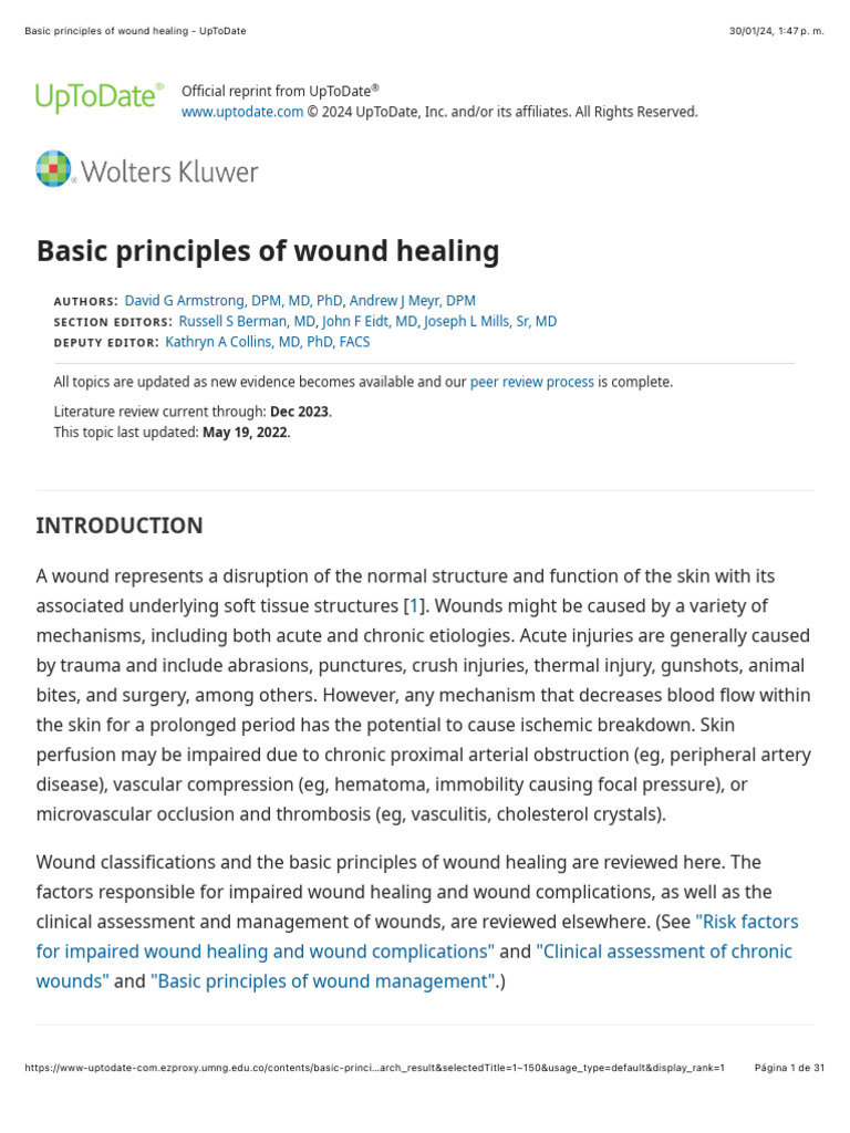 Principles of Wound Healing Explained | PDF | Wound Healing | Wound