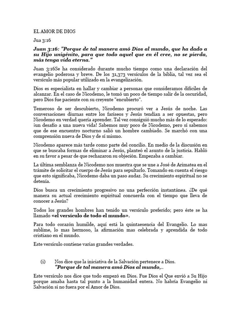 El Amor de Dios | PDF | Amor | Cristo (título)