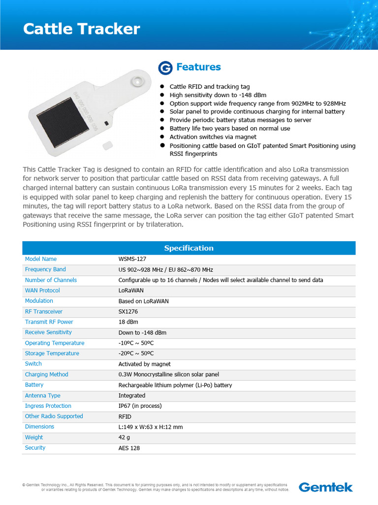 DM - Cattle Tracker Tag - 0313 | PDF | Radio Frequency Identification ...