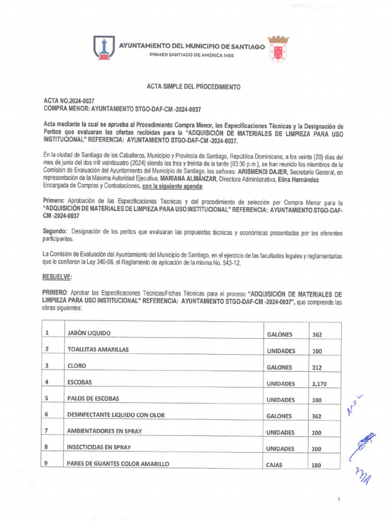 Acta Simple Del Procedimiento | PDF