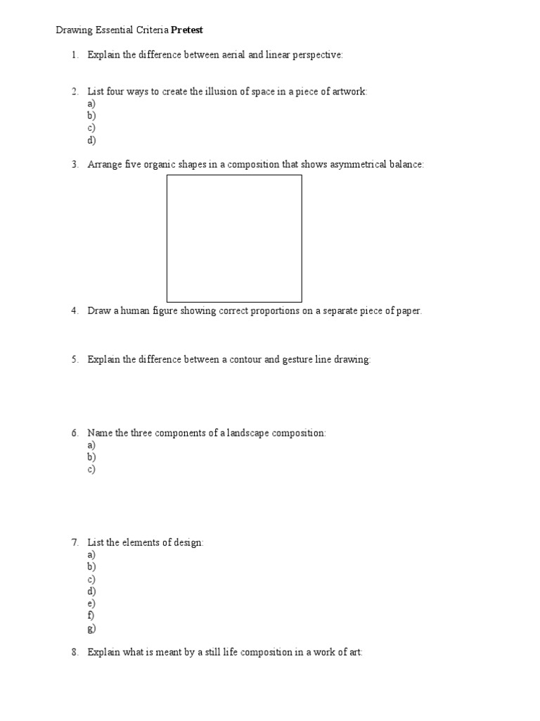 Drawing Pretest PDF