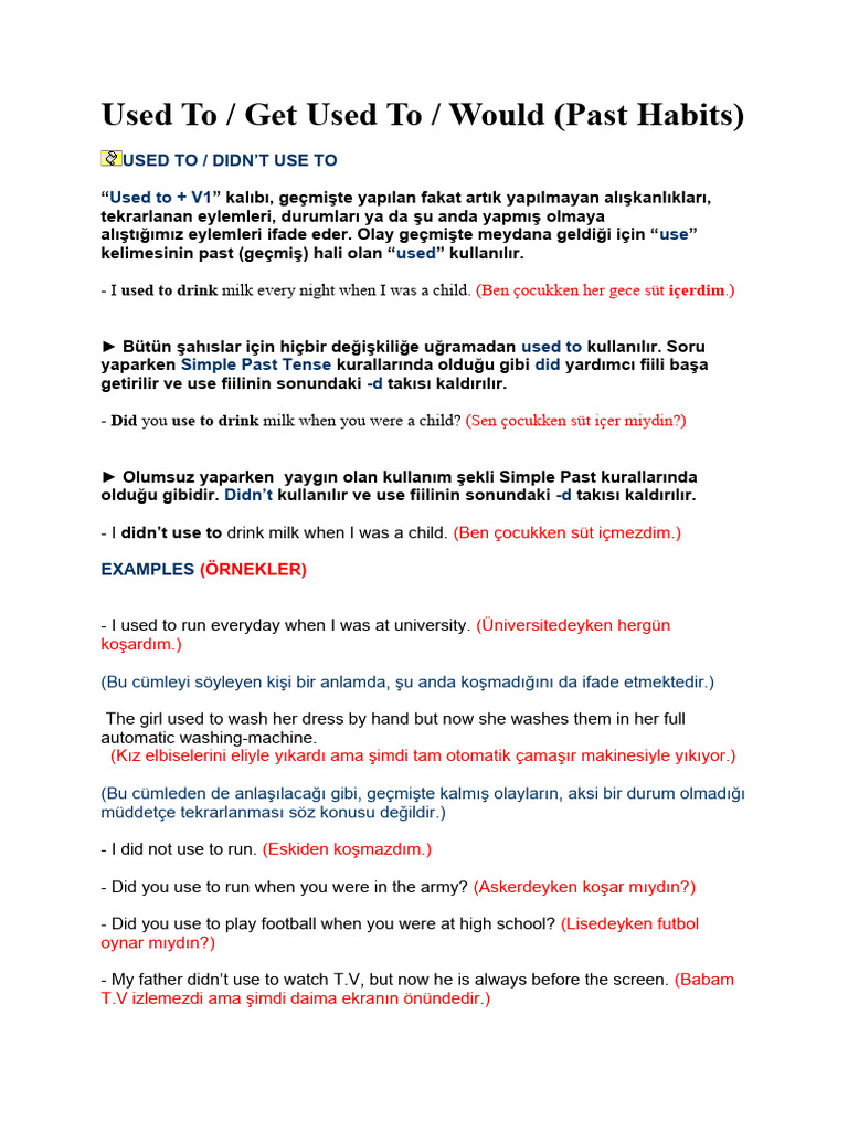 38-Used To Get Used To Would (Past Habits) | PDF
