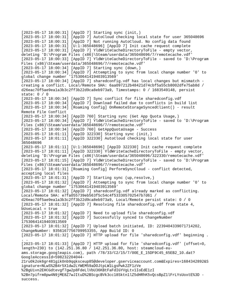 Steam Cloud Sync Log Analysis | PDF | Information Technology | Internet