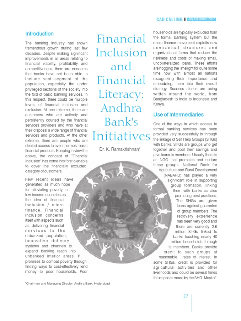 Initiatives: Financial Inclusion and Financial Literacy: Andhra Bank's ...