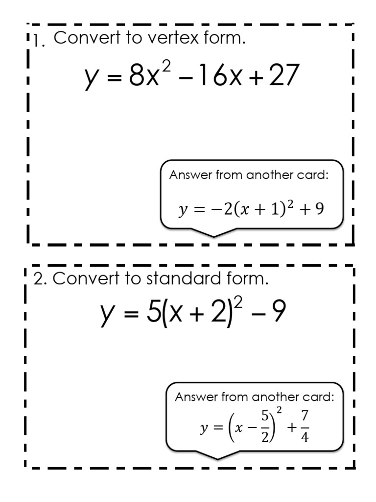 Convert To Vertex Form. 2: Answer From Another Card: ! | PDF