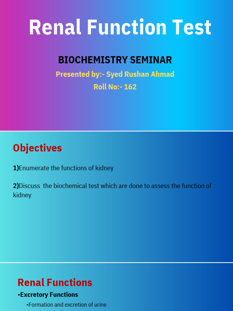 Renal function tests seminar pdf kidney genitourinary system