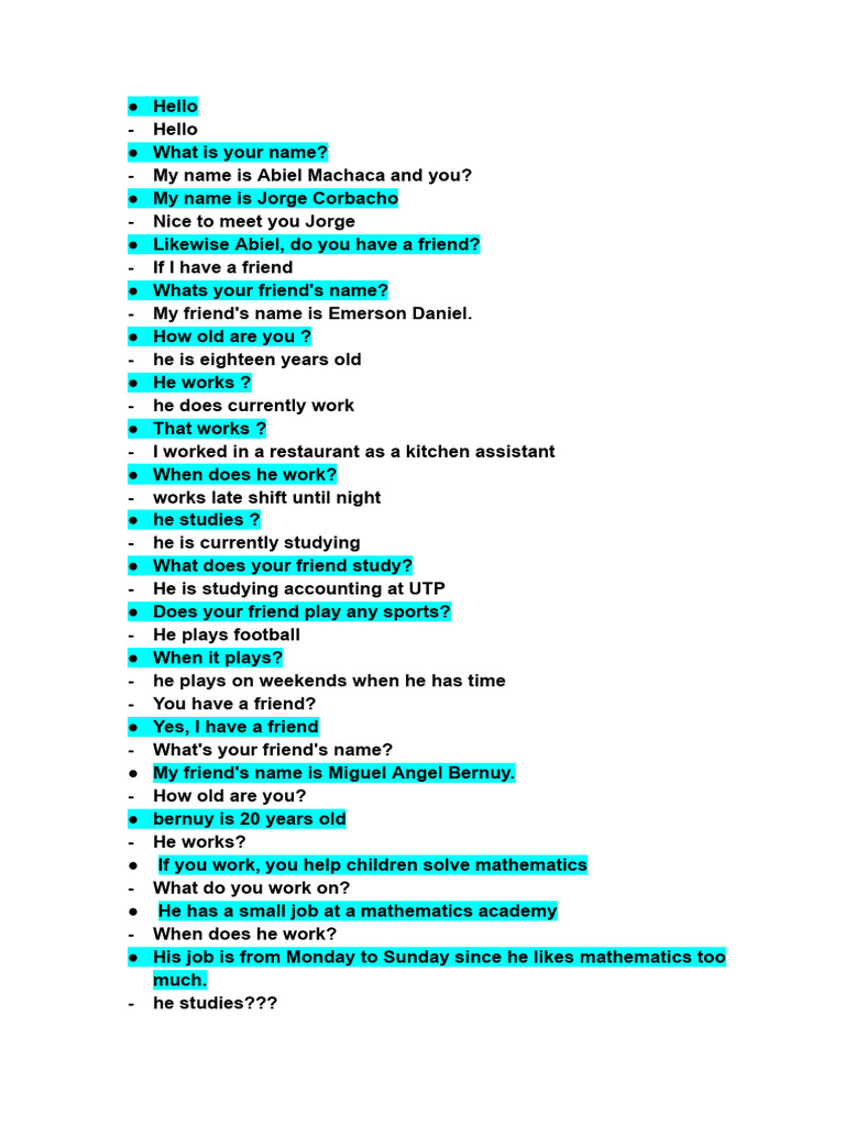 Conversations About Friends and Studies | PDF | Lifestyle