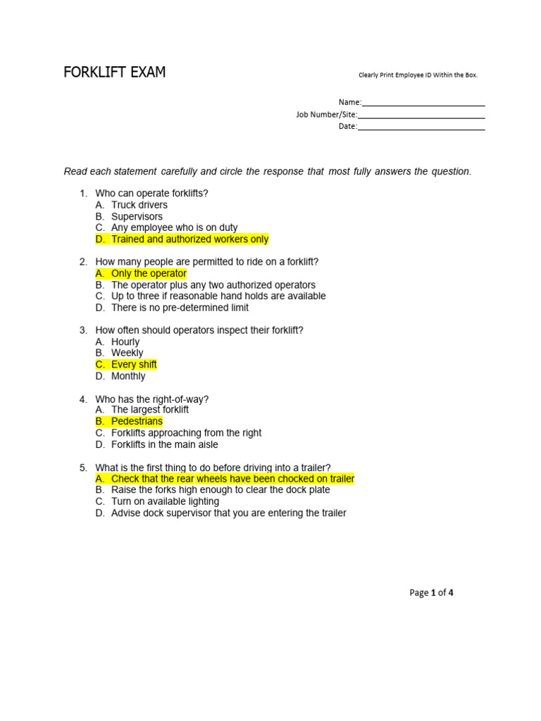 Pre-Driving Checklist for Forklifts | PDF | Forklift | Truck