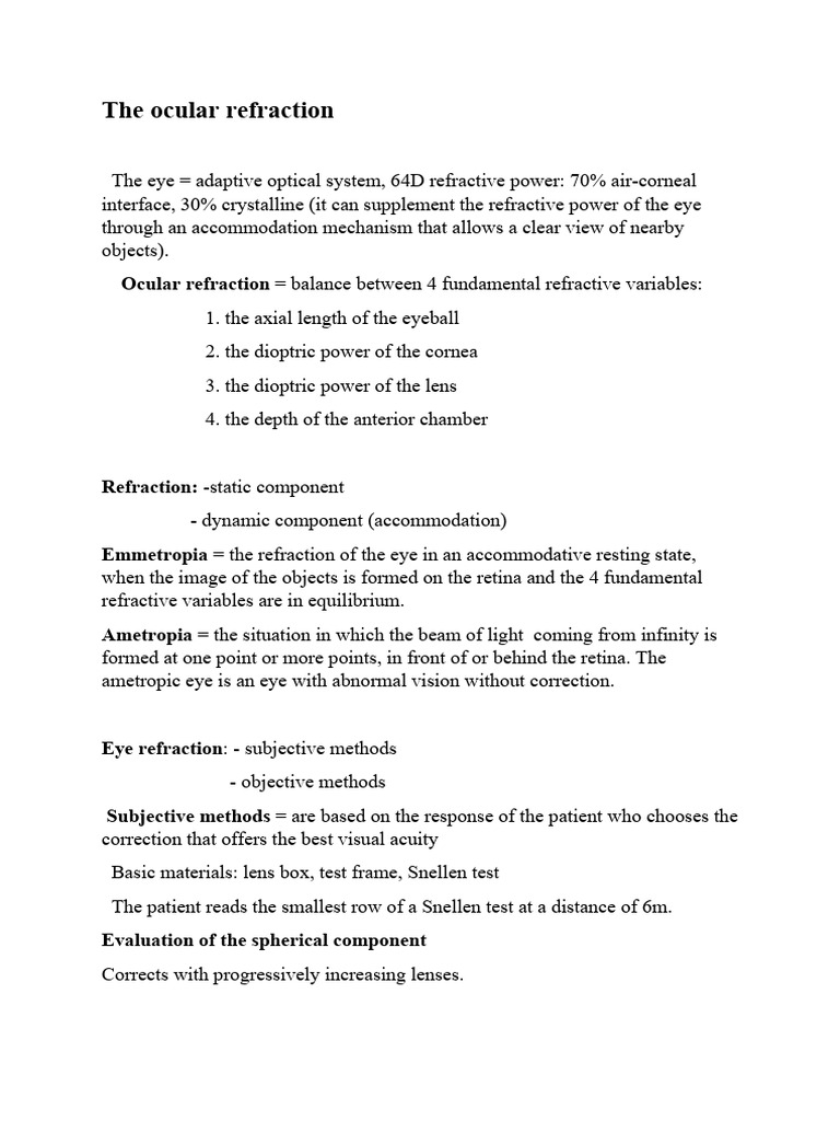 2 Ocular Refraction | PDF | Myopia | Human Eye