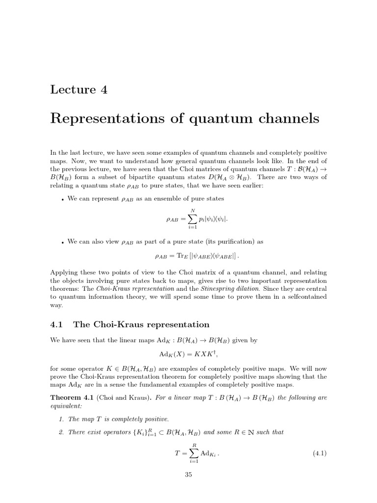 Quantum Channel Representations | PDF | Theoretical Physics | Linear ...