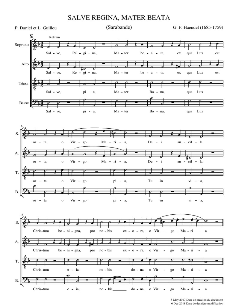 Salve Regina, Mater Beata: Partitura | PDF | Música vocal | Canto