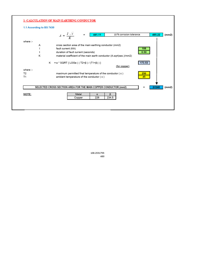 BS 7430 Earthing Calculations Guide | PDF | Electrical Resistivity And ...