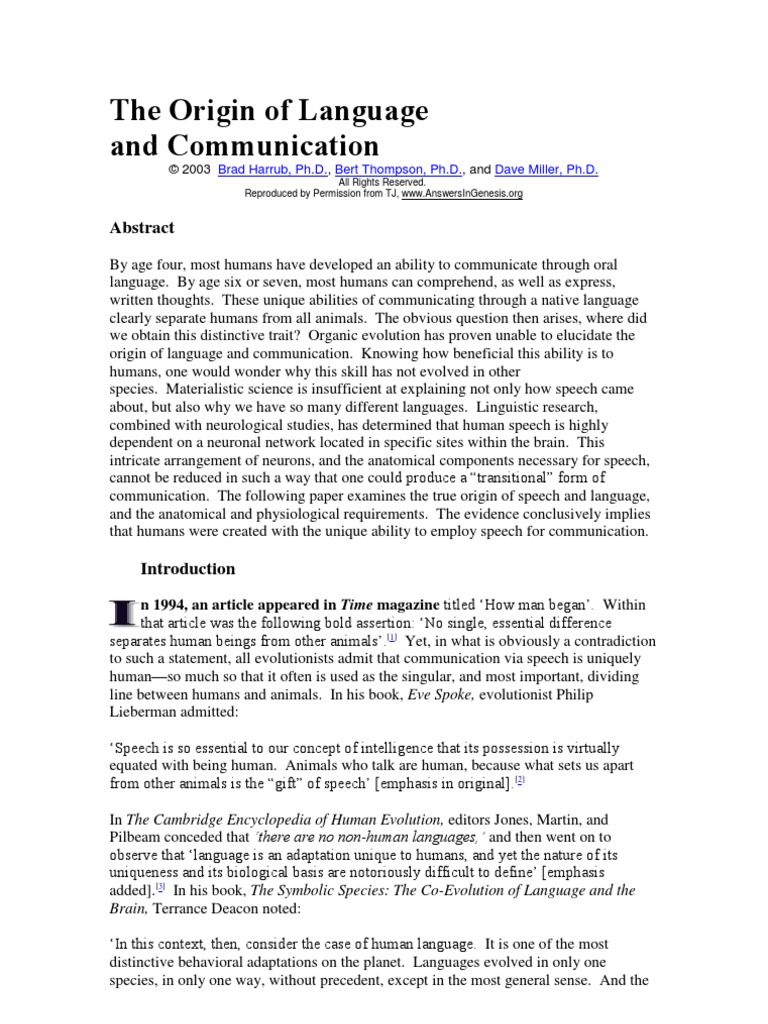 The Origin of Language | PDF | Larynx | Origin Of Language
