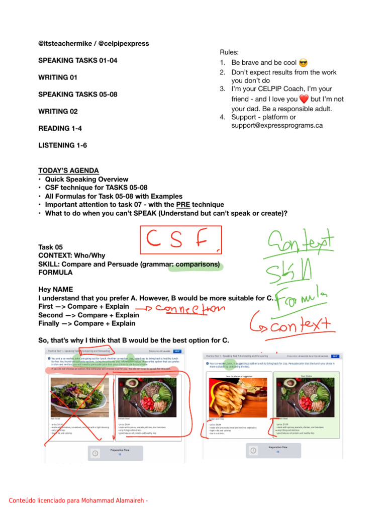 CELPIP Speaking and Writing Tasks Guide | PDF | Cognition | Cognitive ...