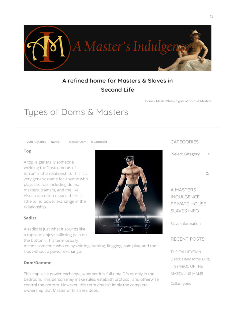 Types of Doms - Masters - A Masters Indulgence | PDF | Behavioural Sciences