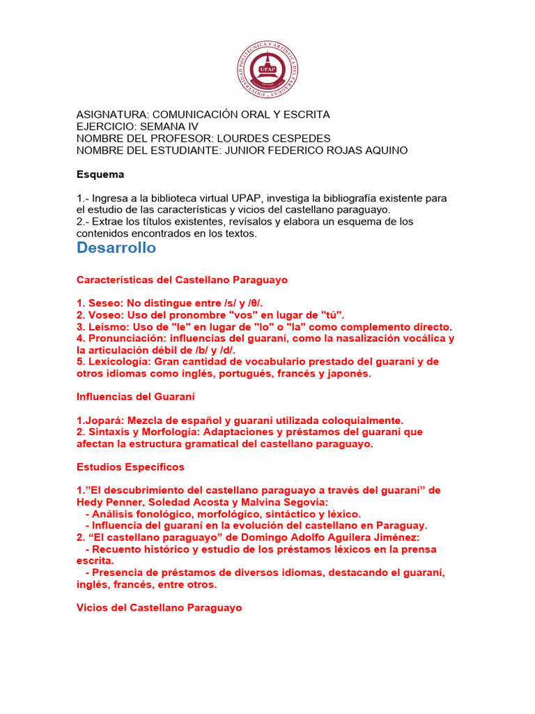 Semana Iv - Ficha - Comunicación Oral y Escrita-1 | PDF | Lengua ...
