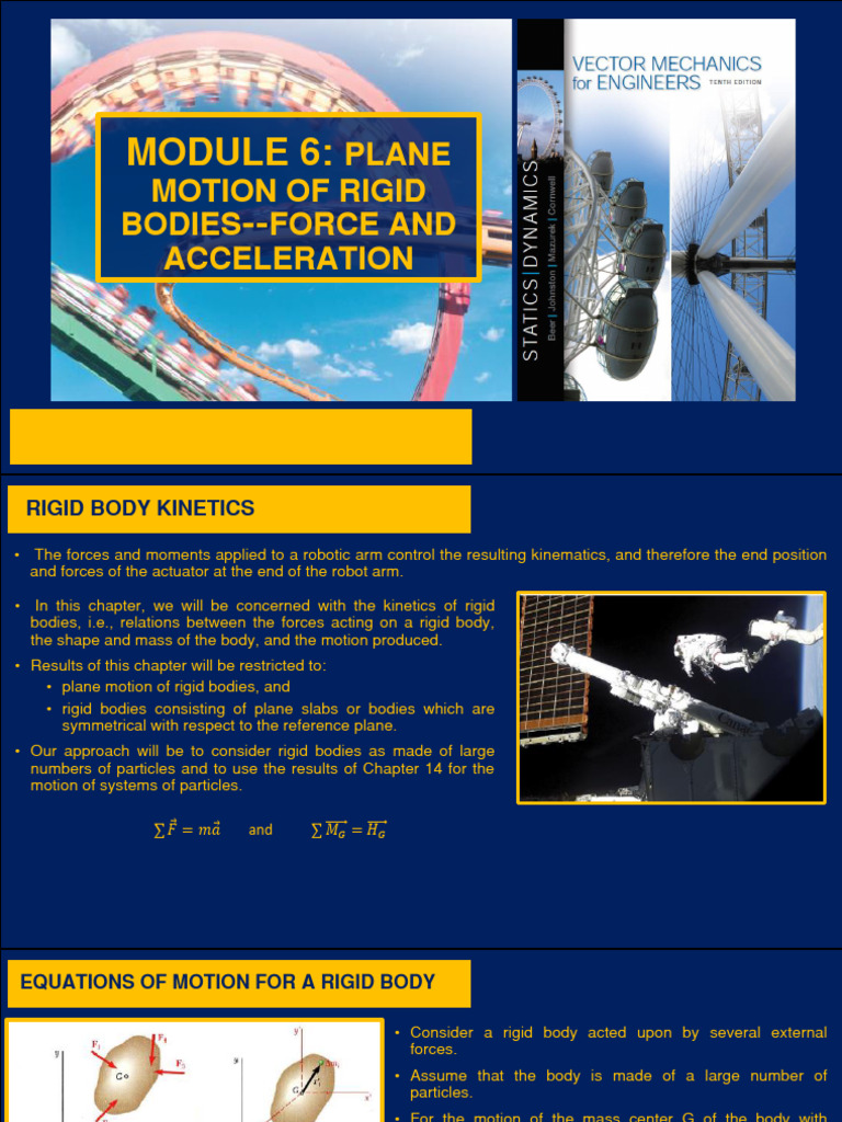 Rigid Body Motion: Forces & Acceleration | PDF | Force | Torque