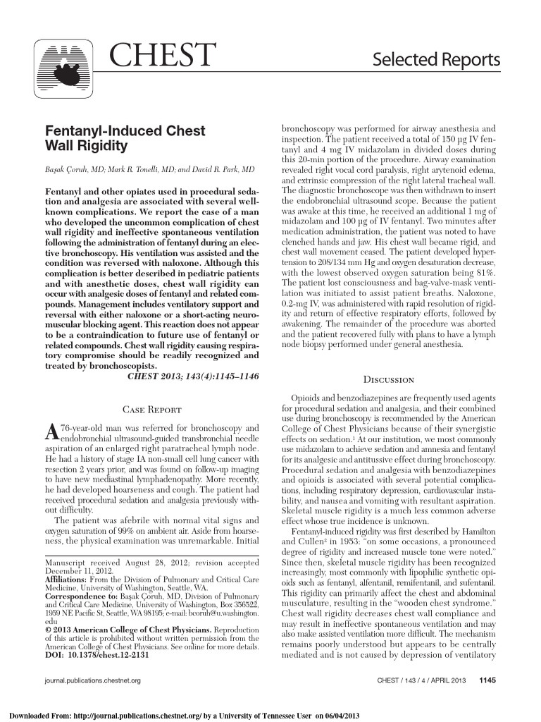 Fentanyl-Induced Chest Rigidity Case | PDF | Fentanyl | Anesthesia