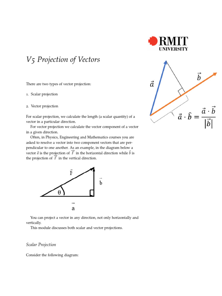 Scalar vs Vector Projection Explained | PDF | Euclidean Vector | Scalar ...
