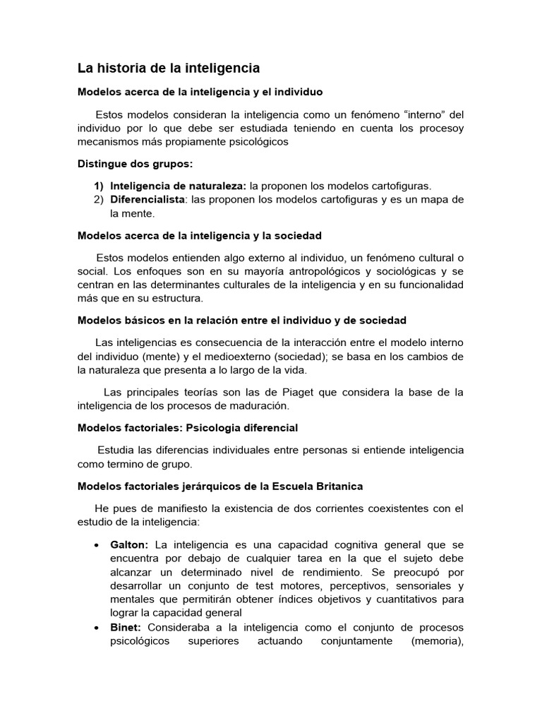 La historia de la inteligencia | PDF | Inteligencia | Sicología