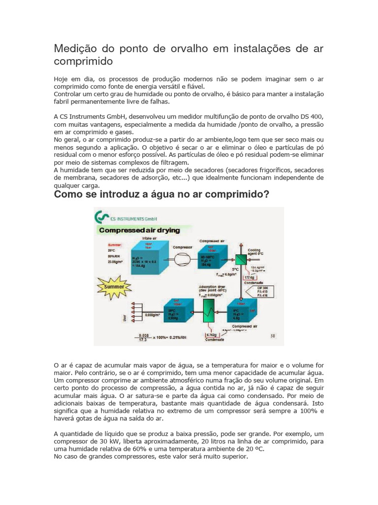 Medição do Ponto de Orvalho em Ar Comprimido | PDF | Umidade | Refrigeração