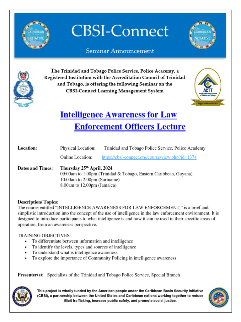 Intelligence Awareness Seminar for Law Enforcement | PDF | Police ...