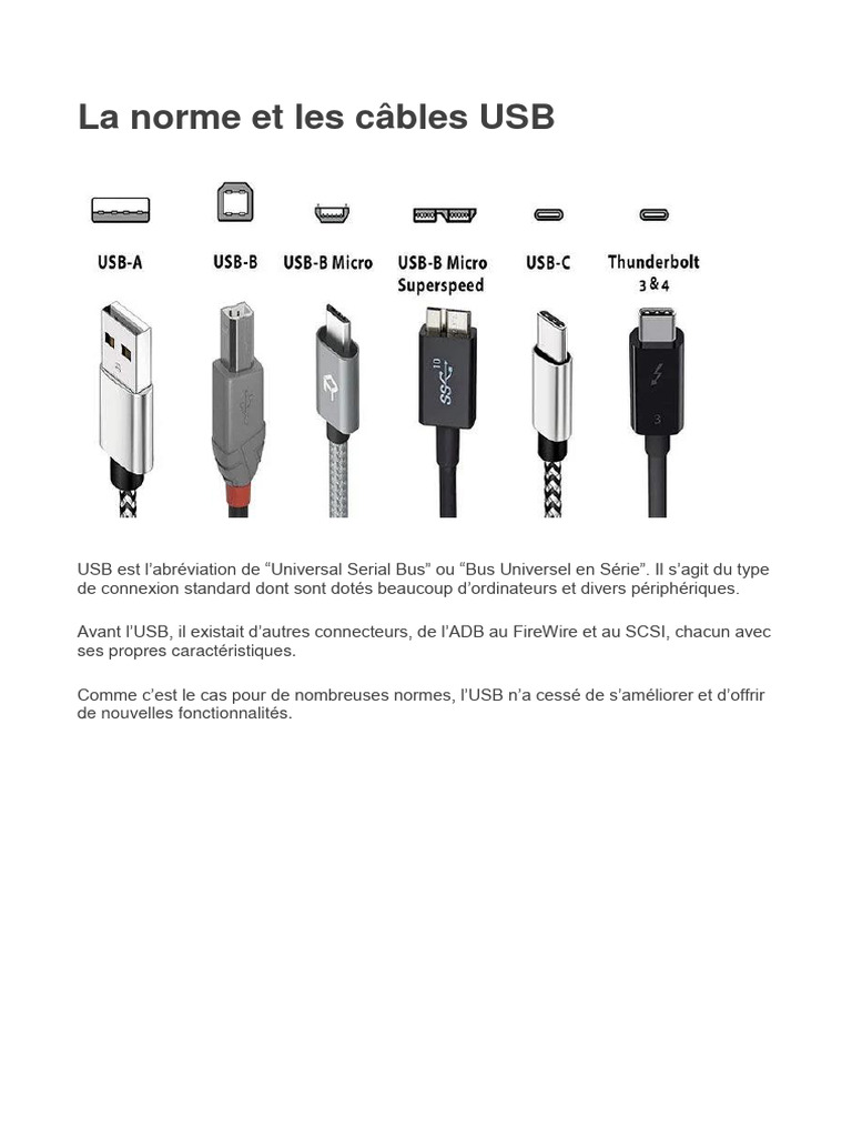 La Norme Et Les Câbles USB | PDF | USB | Informatique
