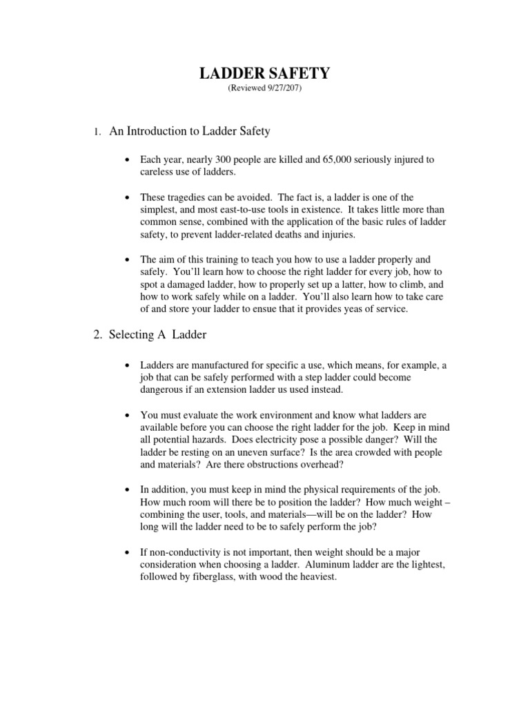 Ladder Safety | PDF | Ladder