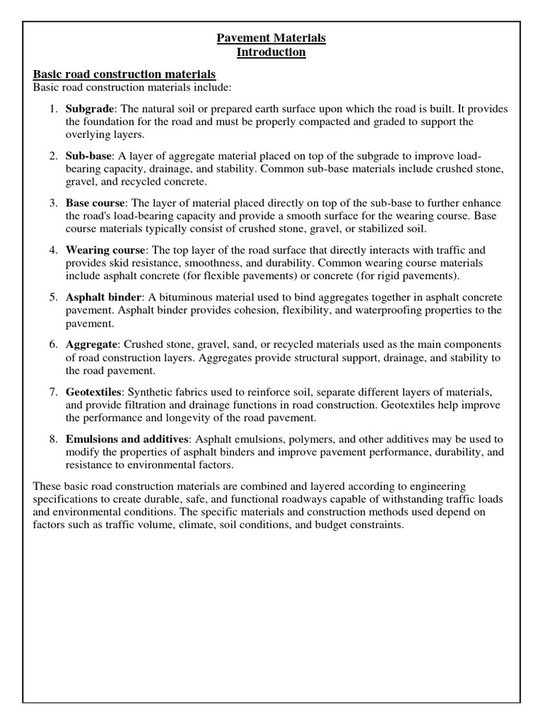 Essential Road Construction Materials | PDF | Life Cycle Assessment ...
