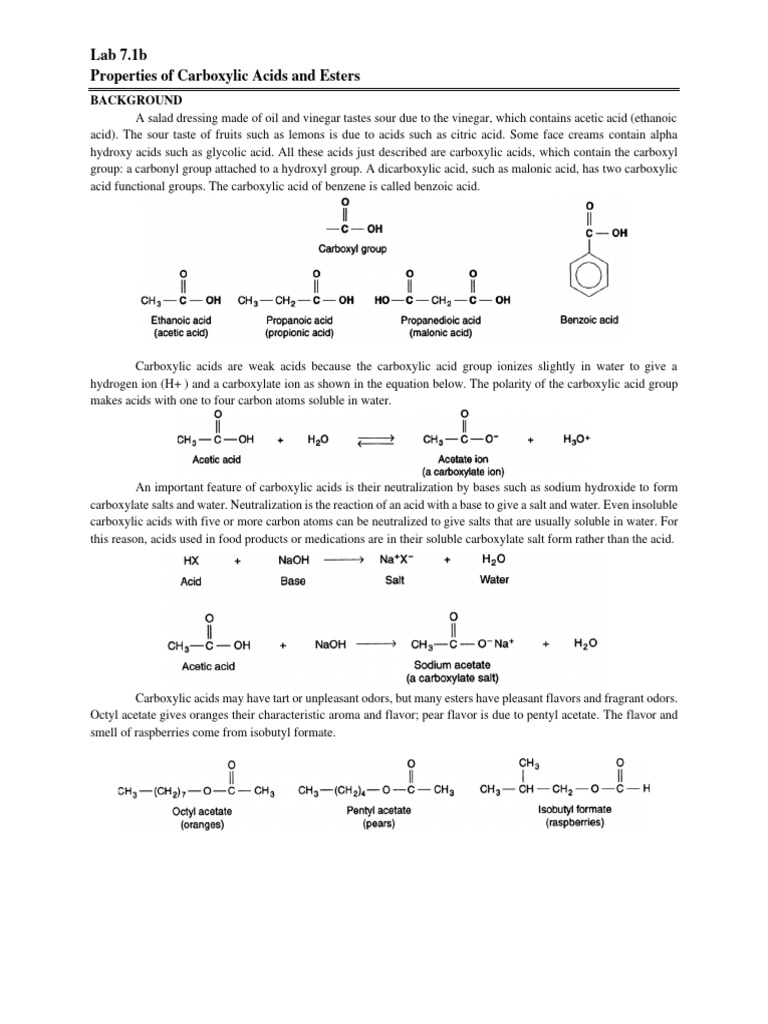 Carboxylic Acids and Esters Lab Guide | PDF | Ester | Acid